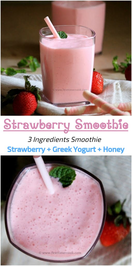 Strawberry Smoothie 3 Ingredients Smoothie First Timer Cook 6572