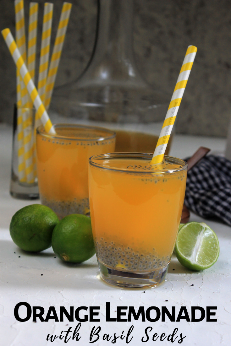 Orange Lemonade with Basil Seeds Non alcoholic First Timer Cook