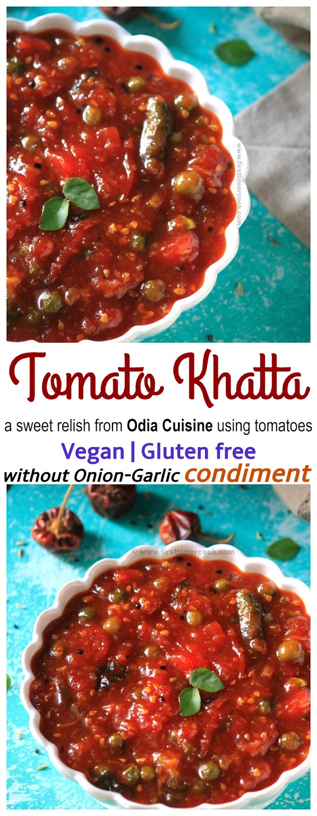 Tomato Khatta | Sweet Tomato Relish - First Timer Cook