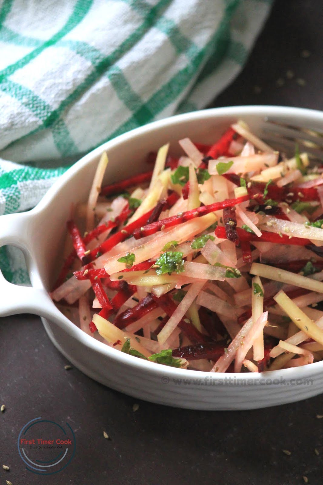 Turnip-Beetroot-Radish Coleslaw - First Timer Cook