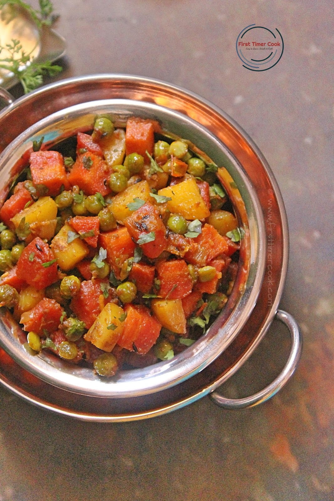 Gajar Matar ki Sabji | Punjabi Style Carrot Peas Dry Curry - First ...