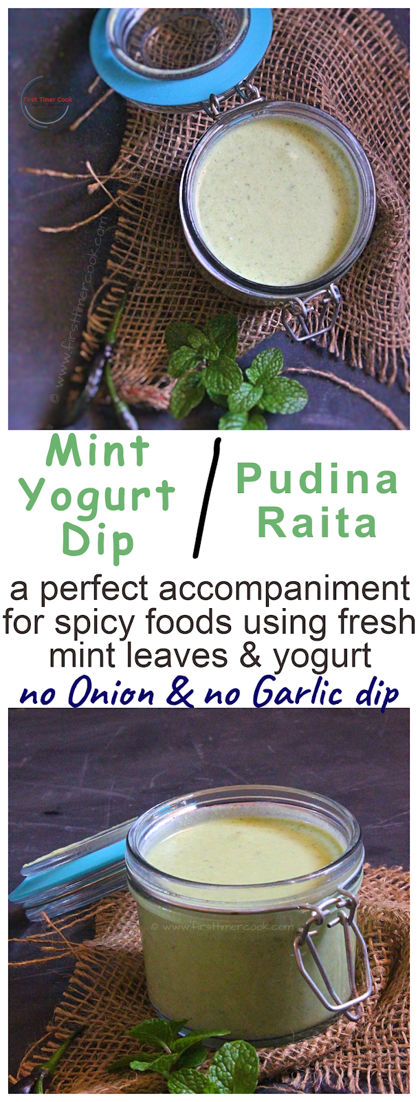 Pudina Raita | Mint Yogurt Dip - First Timer Cook