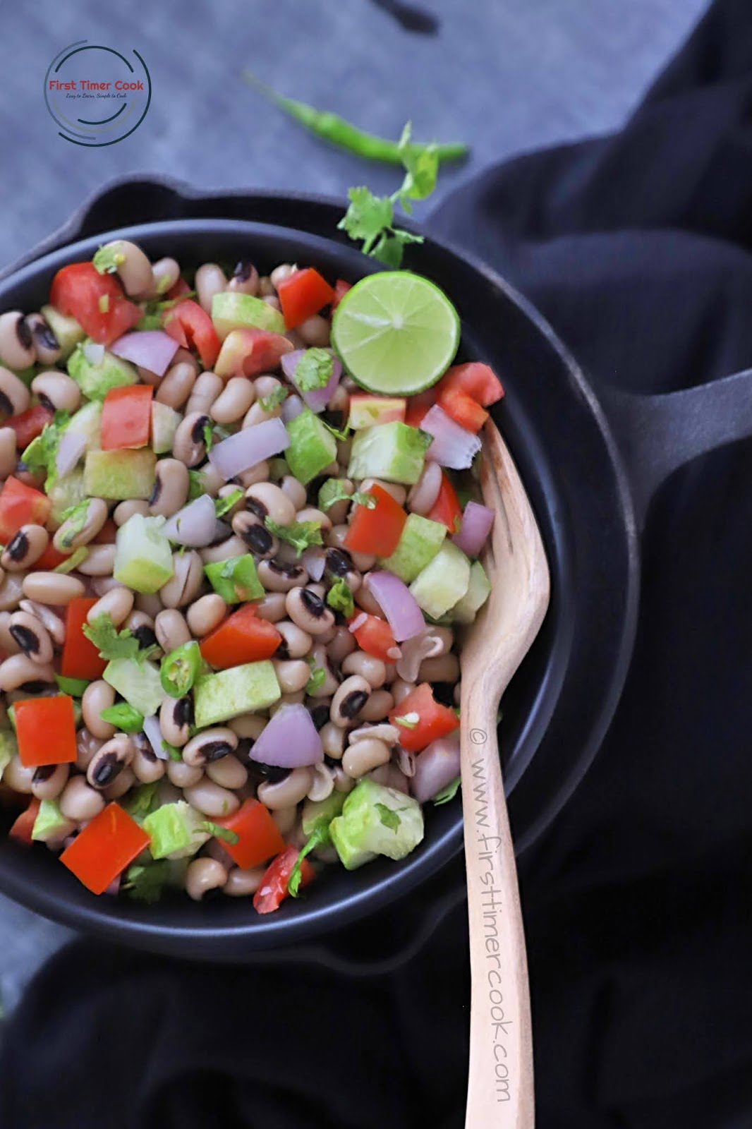 Vegan Black-Eyed Bean Salad | Lobia Salad - First Timer Cook