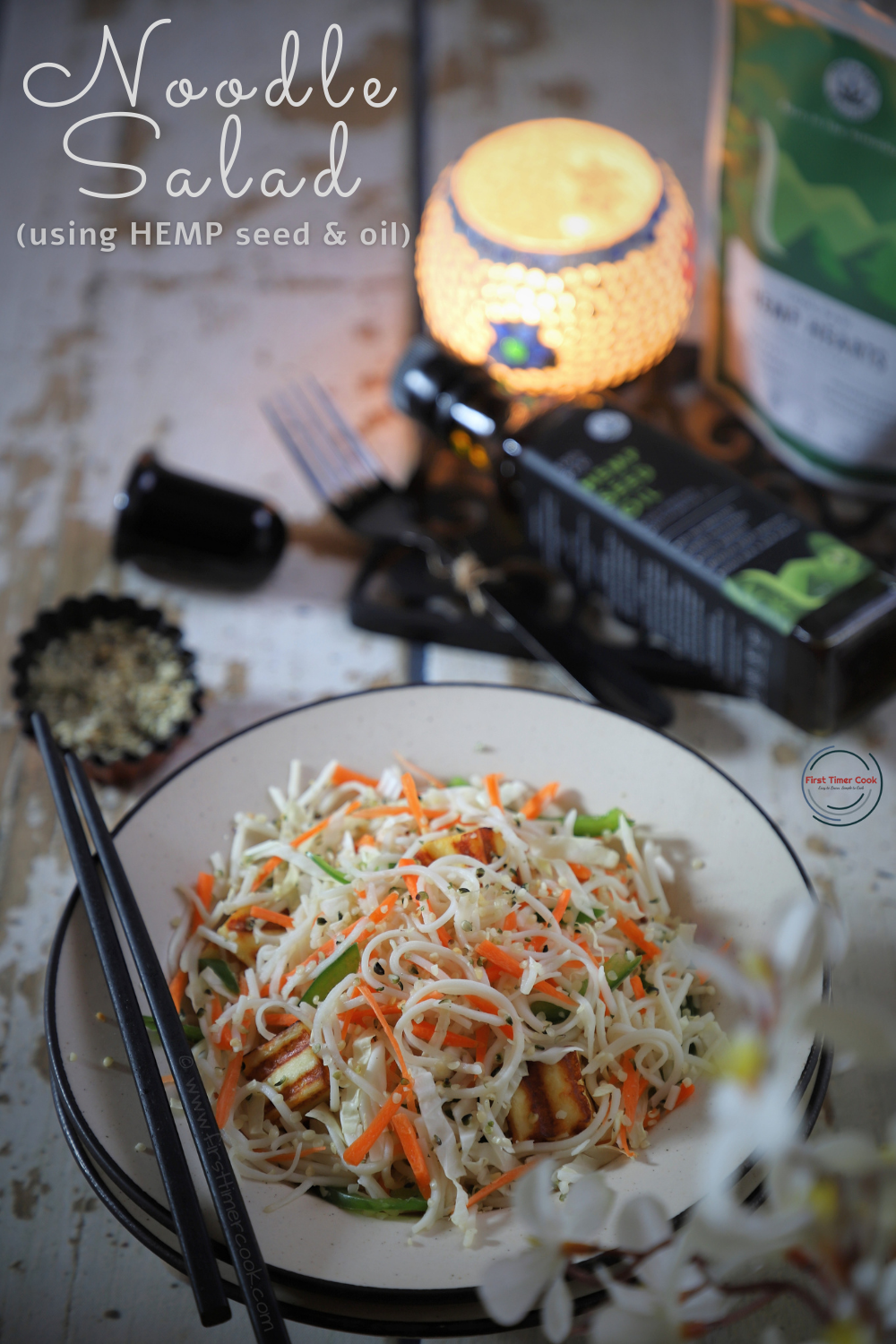 Noodle Salad using Hemp Oil & Seeds