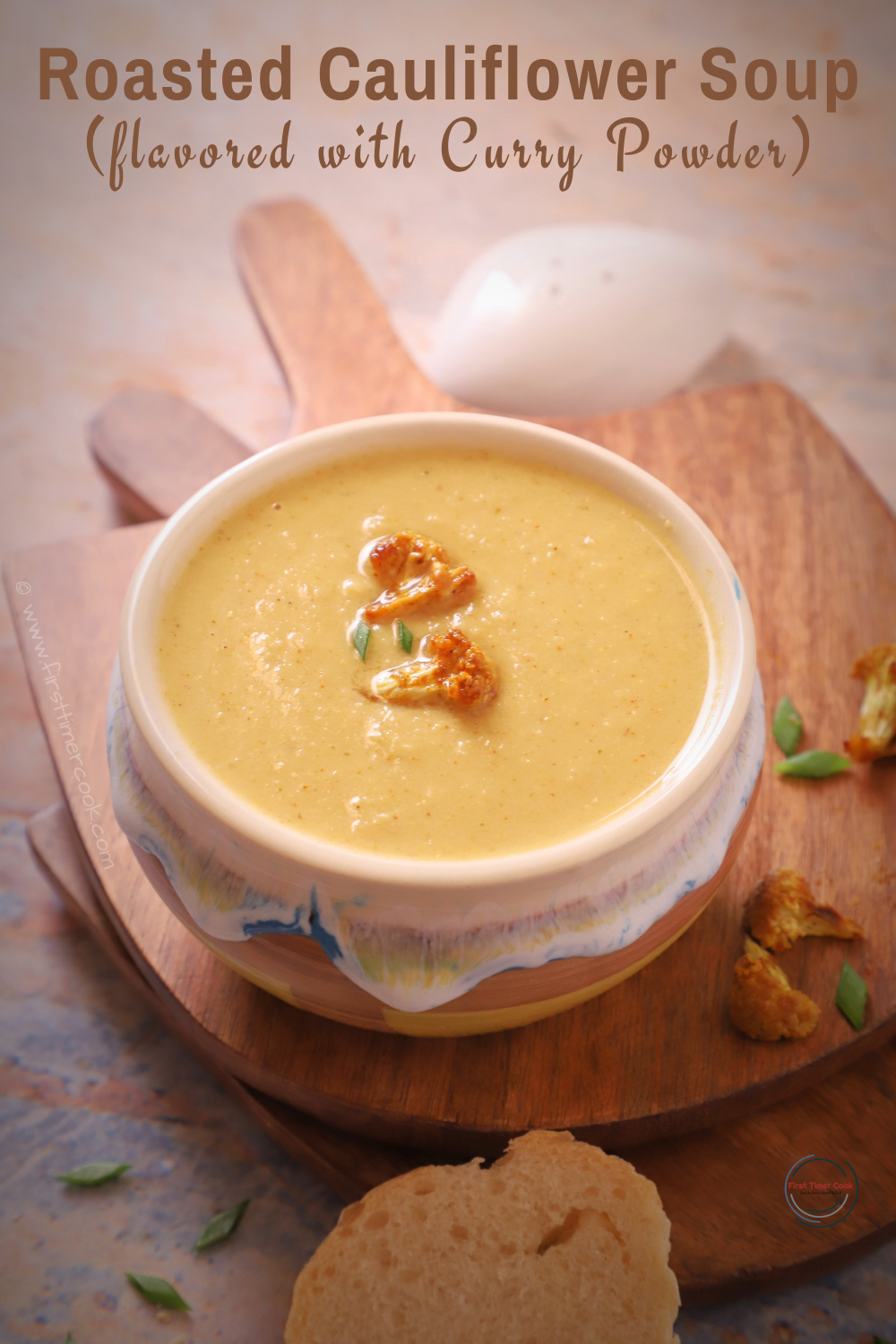 Roasted Cauliflower Soup flavored with Curry Powder