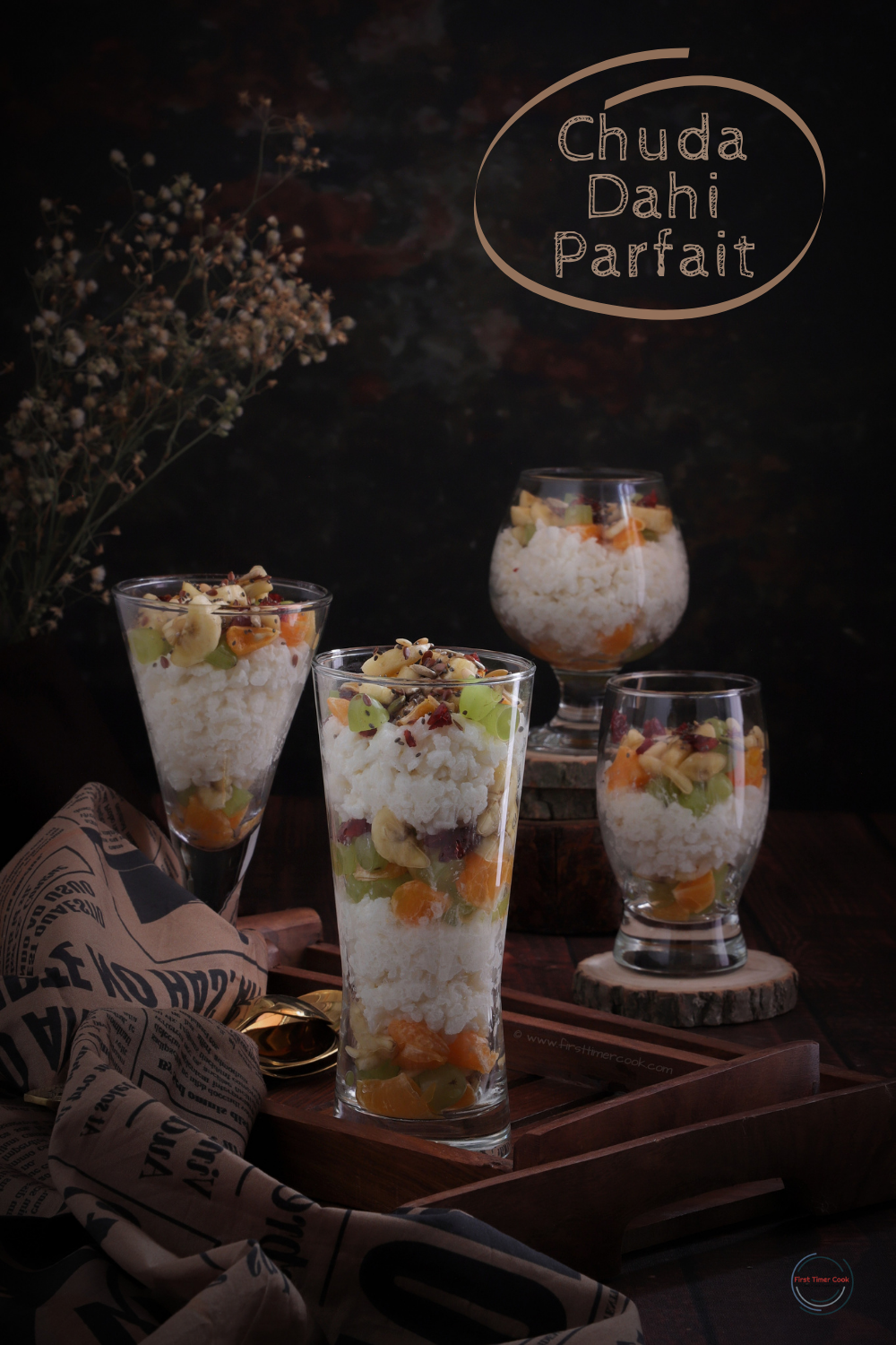 Chuda (Poha) Dahi Parfait | Flattened Rice Yogurt Parfait